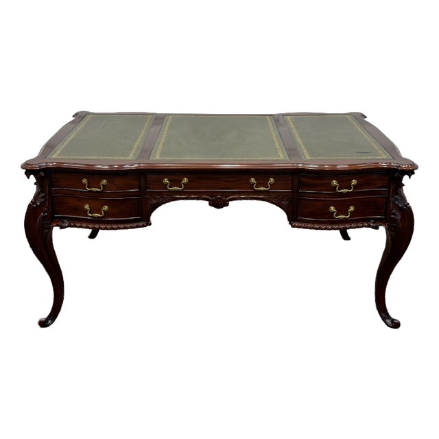 English Writing Desk with Leather Top For Sale