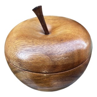 Mid 20th Century Hand Carved Wooden Apple Box For Sale
