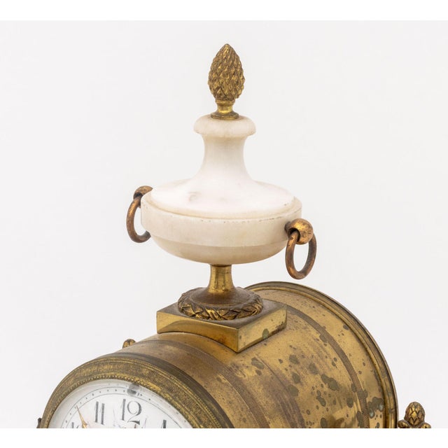 Gold Louis XVI Style Marble and Bronze Clock and Candelabra Set, Late 19th Century For Sale - Image 8 of 18