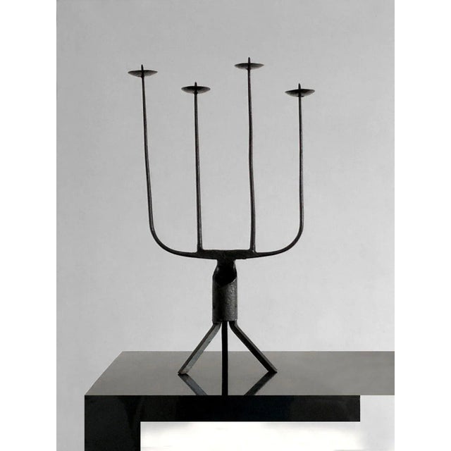 Vintage French Brutalist Candlestick in Wrough Iron, 1960s For Sale - Image 7 of 13