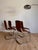 Set of four vintage chairs, Italy, 1950s-1970s. Orange velvet, chrome sled base. Very comfortable, beautiful lines, in the...