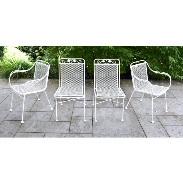 American Vintage Russell Woodard Sculptura Mid Century Wrought Iron Patio Chairs For Sale - Image 3 of 13