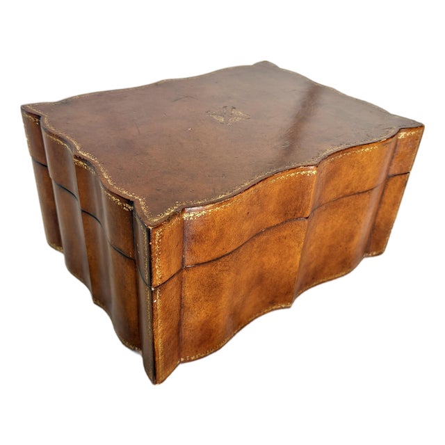 20th Century Italian Embossed Leather Box For Sale