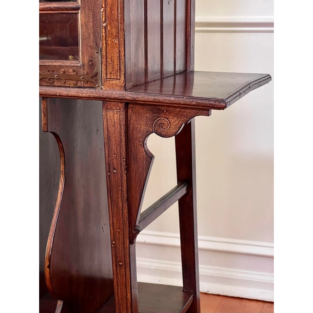 Art Nouveau Walnut Display or Music Cabinet With Beveled Glass and Easel Stand, C. 1910s For Sale - Image 15 of 17