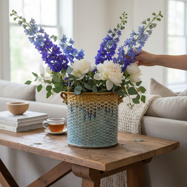 Handcrafted studio pottery vessel by Brad Tucker, a North Carolina ceramic artist known for his richly textured,...