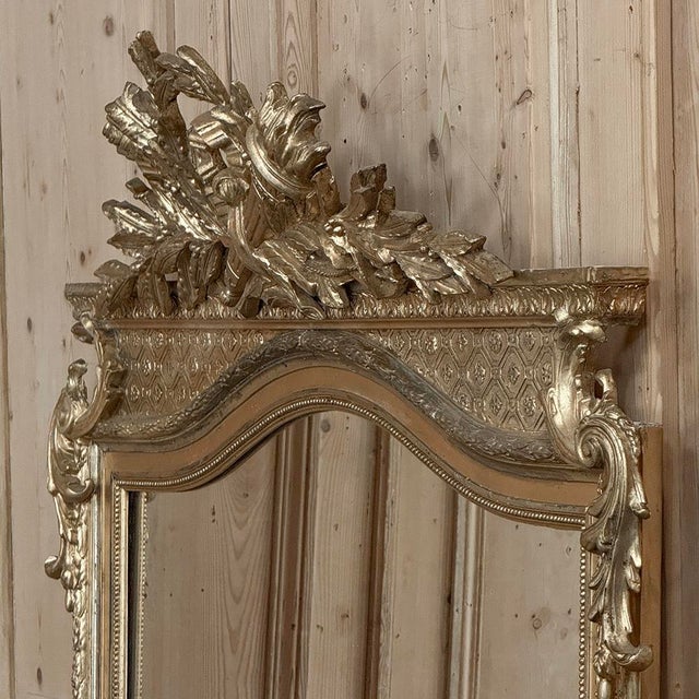 19th Century French Louis XVI Transitional Gilded Mirror For Sale - Image 9 of 16