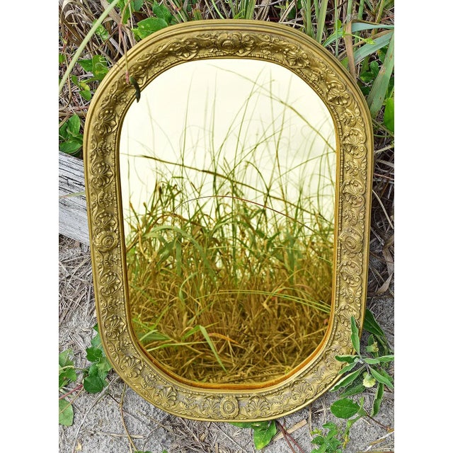 Gold Late 19th Century Antique Angel Gilded, Pure Gold Mirror With Ornate Victorian Molding on a Wood and Plaster Painted Frame For Sale - Image 8 of 11