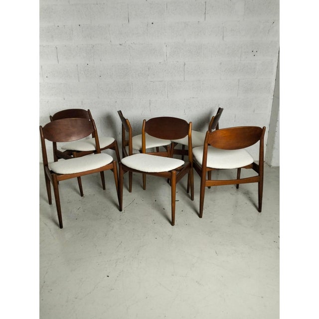 Vintage Chairs in White Boucle by Leonardo Fiori for Isa Bergamo, 1960s, Set of 6 For Sale - Image 4 of 14