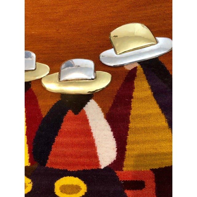 Folk Art Olga Fisch, Vintage Handwoven Tapestry Wool, Metal Folk Art Rug Weaving Wall Hanging, c.1950s For Sale - Image 3 of 5