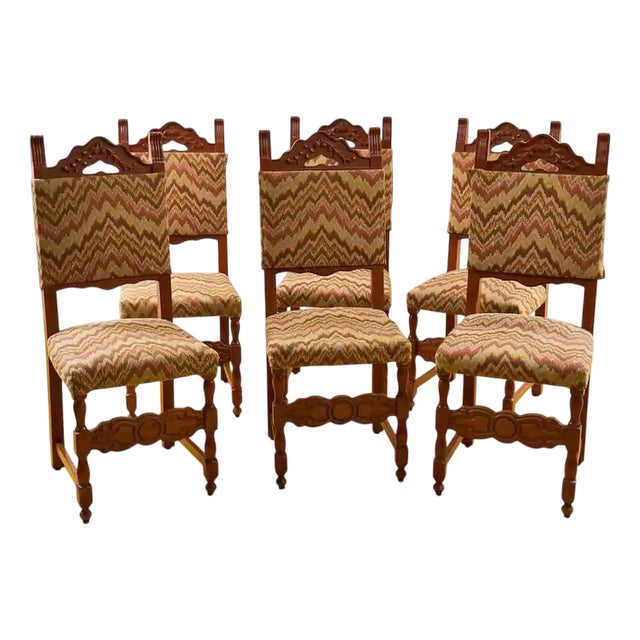 Spool Chairs in Wood, 1970s, Set of 6 For Sale