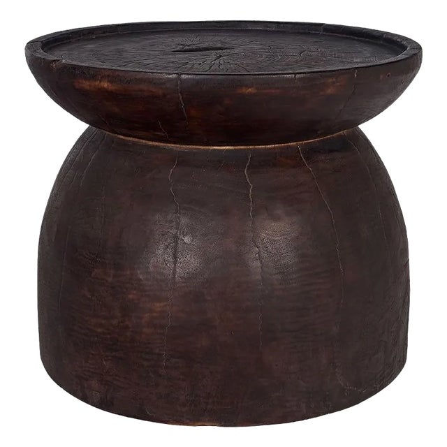 Ebonized Carved Wood Side Table For Sale