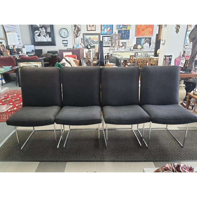 Mid-Century Modern Set of 4 Mid-Century Modern Chrome Dining Chairs by Milo Baughman For Sale - Image 3 of 3