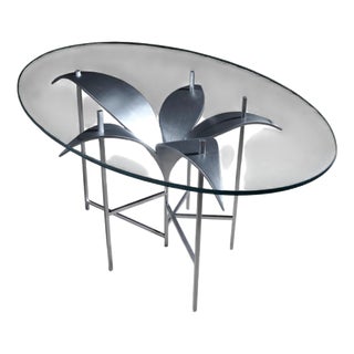 Coffee Table for a Botanist in Steel and Glass by Frederic Gaillard For Sale