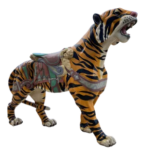 Large Scale d.c. Muller for Dentzel Company Reproduction Carousel Tiger in Cast Aluminum