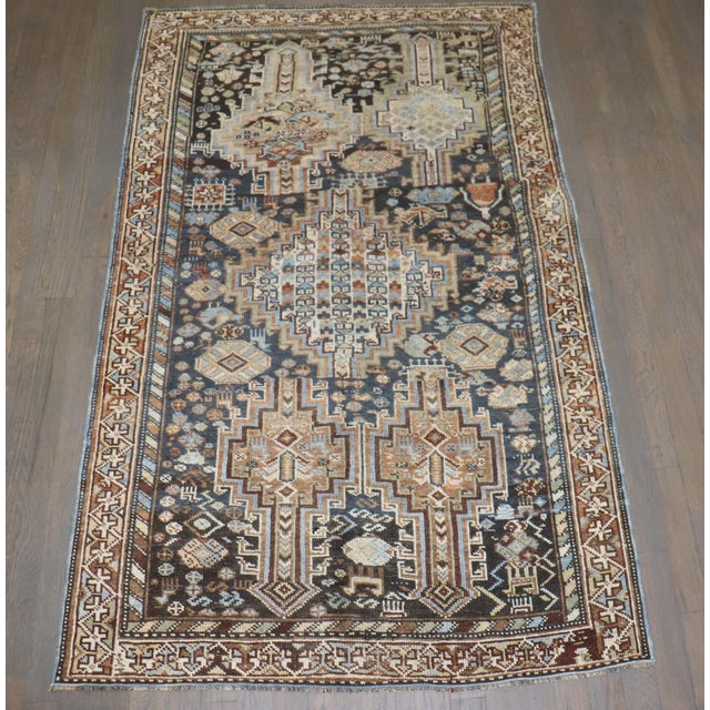 Early 20th Century Shiraz Geometric Tribal Small Rug rug no.j4593 For Sale - Image 5 of 7