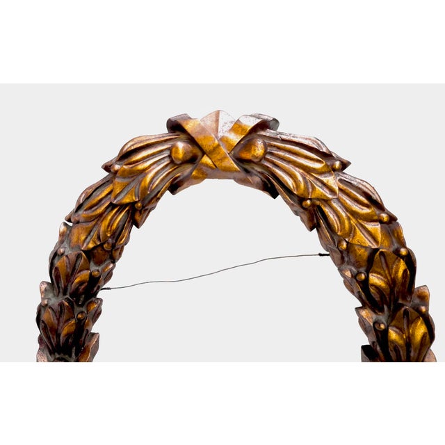 Large 45" Baroque Hand Carved Oval Giltwood Frame For Sale - Image 4 of 7