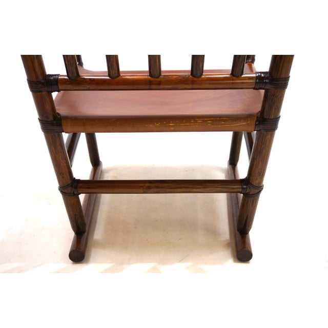 Manou Rattan Armchair with Leather Seat, 1960s For Sale - Image 9 of 18