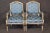 French Carved Painted and Gilded Armchairs Blue Silk - A Pair For Sale - Image 10 of 12