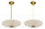 Pair of Carl Fagerlund, Brass, Glass, Pendant Lights, Sweden, 1940s For Sale