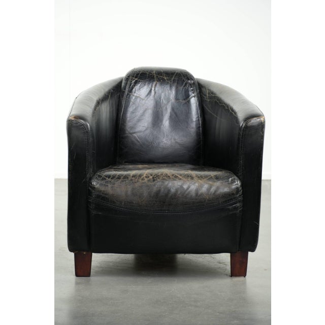 Lovely cowhide aviator armchair in rugged black vintage cowhide with a bold and rich patina. : This lovely Aviator...