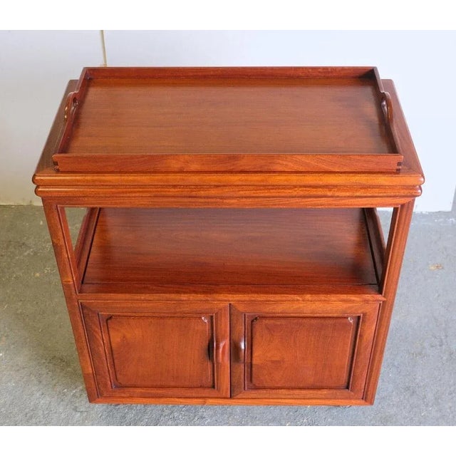 Versatile Hardwood Chinese Buffet with Tray & Wheels For Sale - Image 4 of 12