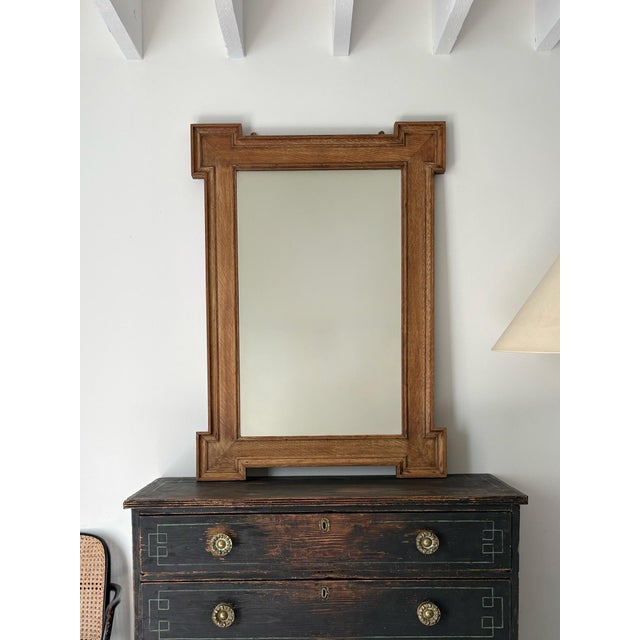 Architectural Oak Wall Mirror with Crossette Corners, France, 1920s For Sale - Image 11 of 11