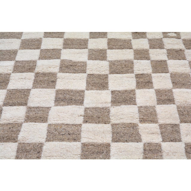Moroccan Contemporary Moroccan Checkered Hand Knotted Wool Rug,8'2"X9'8" For Sale - Image 3 of 6