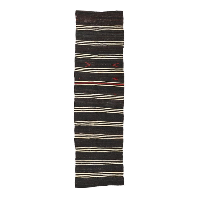 Vintage Striped Kilim Runner - 3`6″ X 13`0″ For Sale