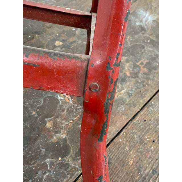 Red Painted Industrial Toledo Metal Furniture Stool For Sale - Image 9 of 13