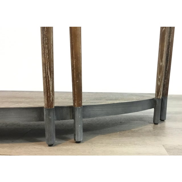Industrial Modern Rustic Pine and Metal Demi-Lune Console Table For Sale - Image 4 of 6