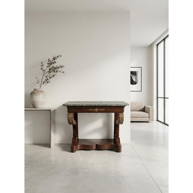 French Charles X Period Mahogany and Marble Console Table For Sale - Image 4 of 6