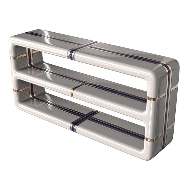 Metal "Armonia" Console With Stainless Steel and Bronze Details, Handmade For Sale - Image 7 of 7