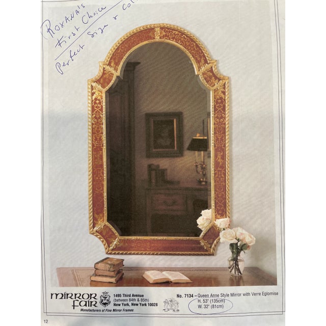 Glass Large Queen Anne Gilded Glass Mirror For Sale - Image 7 of 11