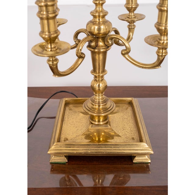 Vintage High Quality French Toleware Brass Bouillottee Lamp For Sale - Image 9 of 11