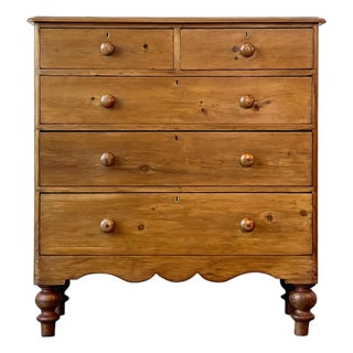 Antique Victorian Pine Chest of Drawers, 2 Over 3 For Sale