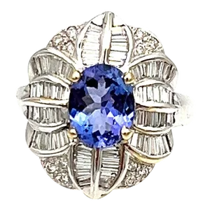3.38 Ct Tanzanite & Diamond Ring Size 7.25