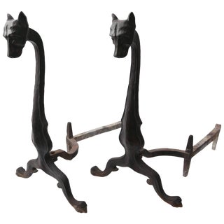 Art Deco Dog Andirons Bradley and Hubbard For Sale