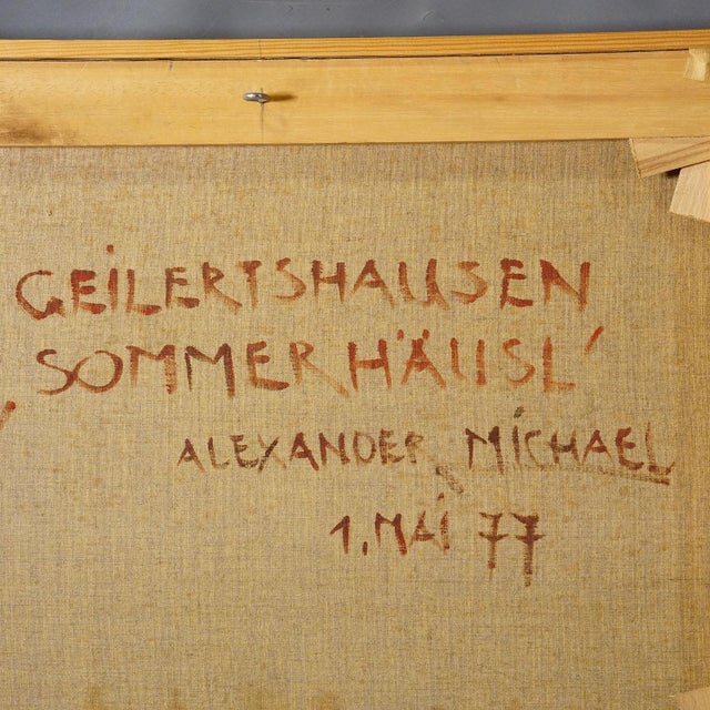 Cottage in Geilertshausen, 1977 – Oil Painting by Alexander Michael For Sale - Image 4 of 5