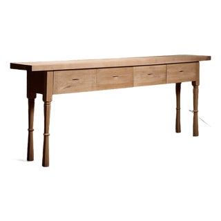 Contemporary European Studio-Made Oak Console Table For Sale