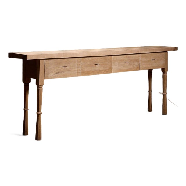 Contemporary European Studio-Made Oak Console Table For Sale