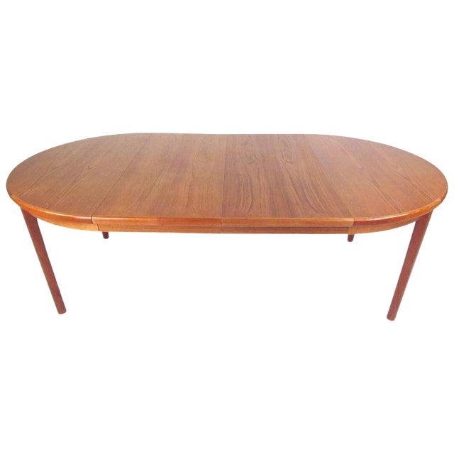 Mid Century Modern Teak Dining Table With Two Leaves Chairish