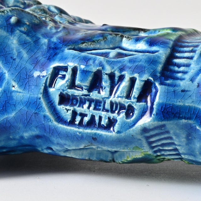 Ceramic Rimini Blu Lion Figurine by Aldo Londi for Bitossi, 1960s For Sale - Image 7 of 10