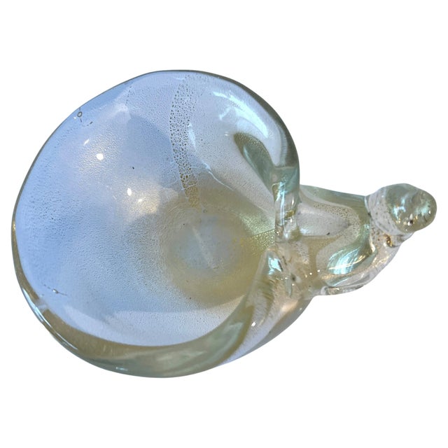 Italian Murano Glass Shell with Real Gold Flakes For Sale - Image 4 of 11