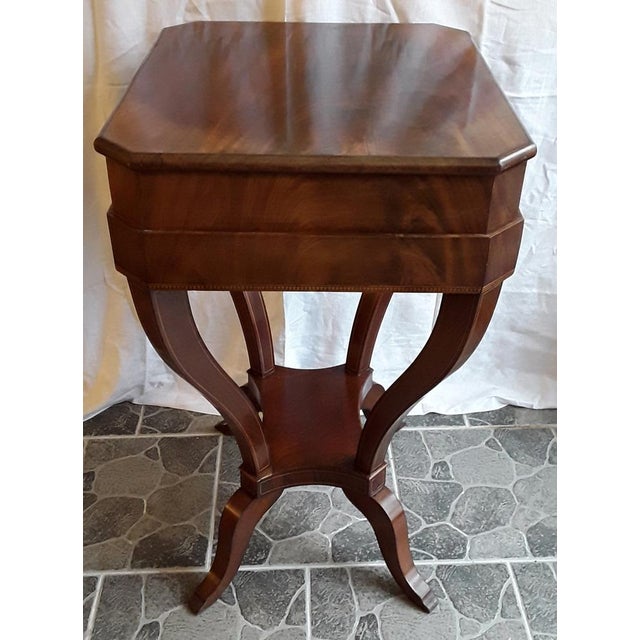 Antique German Biedermeier Sewing Table in Mahogany, 1830s For Sale - Image 11 of 14
