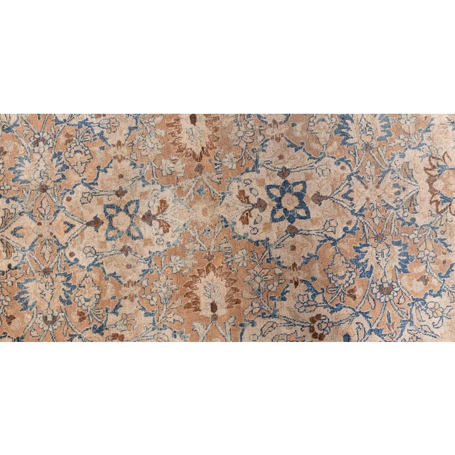 Blue Antique Persian Meshad Botanic, Blue, Brown Hand Knotted Wool Rug For Sale - Image 8 of 11