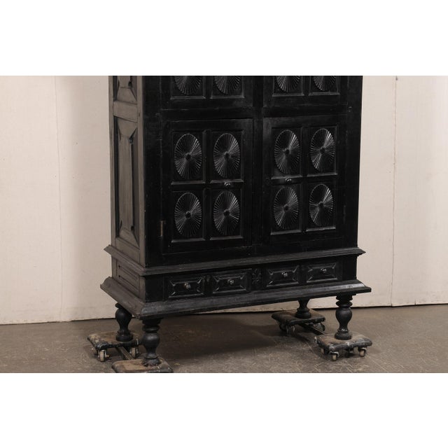Black Antique 6+ Ft Tall British Colonial Cabinet For Sale - Image 8 of 11