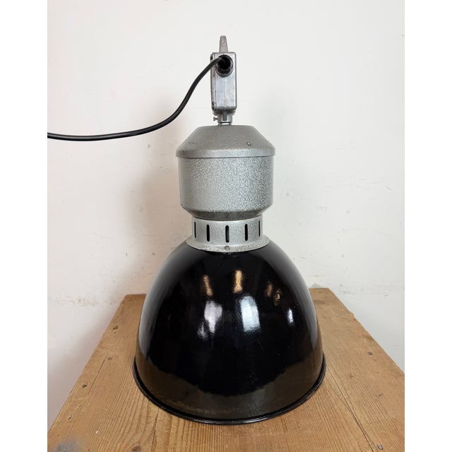 Industrial Black Enamel Factory Lamp from Elektrosvit, 1960s For Sale - Image 17 of 18