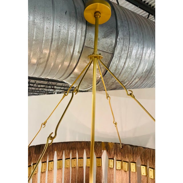 Modern Arteriors Modern Silk and Brass Dutchess Chandelier For Sale - Image 3 of 6