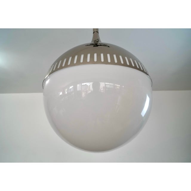 Metal Mid-Century Modern Style Jonathan Adler Nickel & Glass Pendant - Brand New For Sale - Image 7 of 12