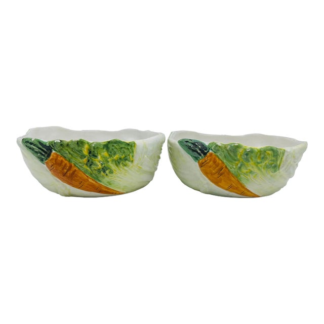 Vintage Italian Ceramic Carrot and Celery Bowls, a Pair For Sale